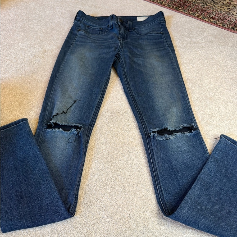 Rag & Bone Distressed Denim High Rise Legging Size 25